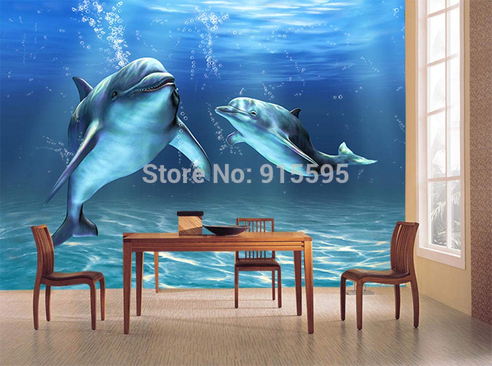 Décoration murale dauphin effet stéréo 3D pour habiller un grand mur