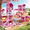 Pink Girl House Playset for Kids 3 4 5 6 7 8 Years Old - Villa Girl Toys with 4 Storeys 10-Room and 2 Dolls, Furniture Accessories, Pretend Play Indoor Toddler Toys Birthday Gifts for 3-5 6-8