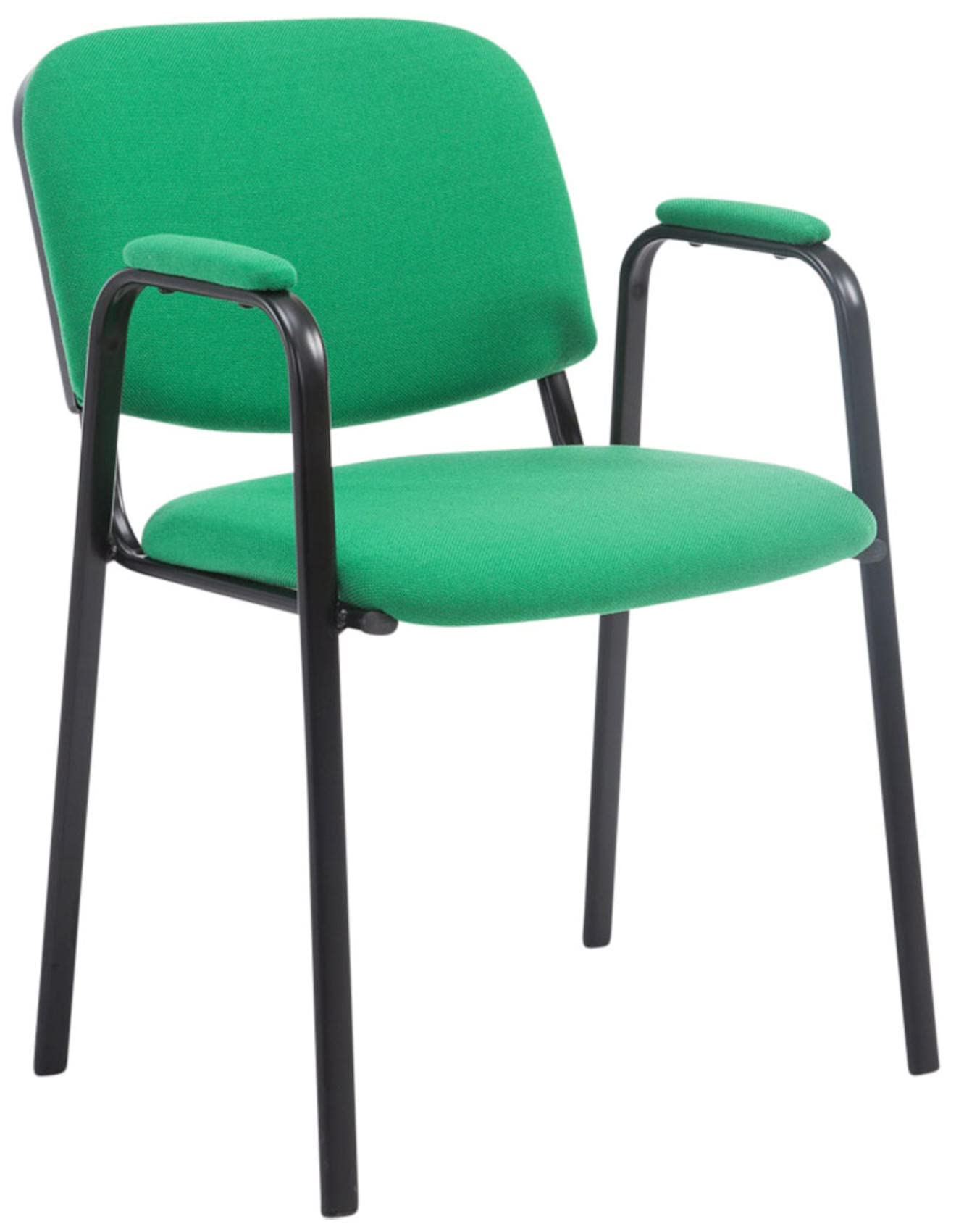 Lot De 4 Chaises Visiteur CLP Ken Pro - Tissu Noir - Accoudoirs - Pieds Métal - 120kg