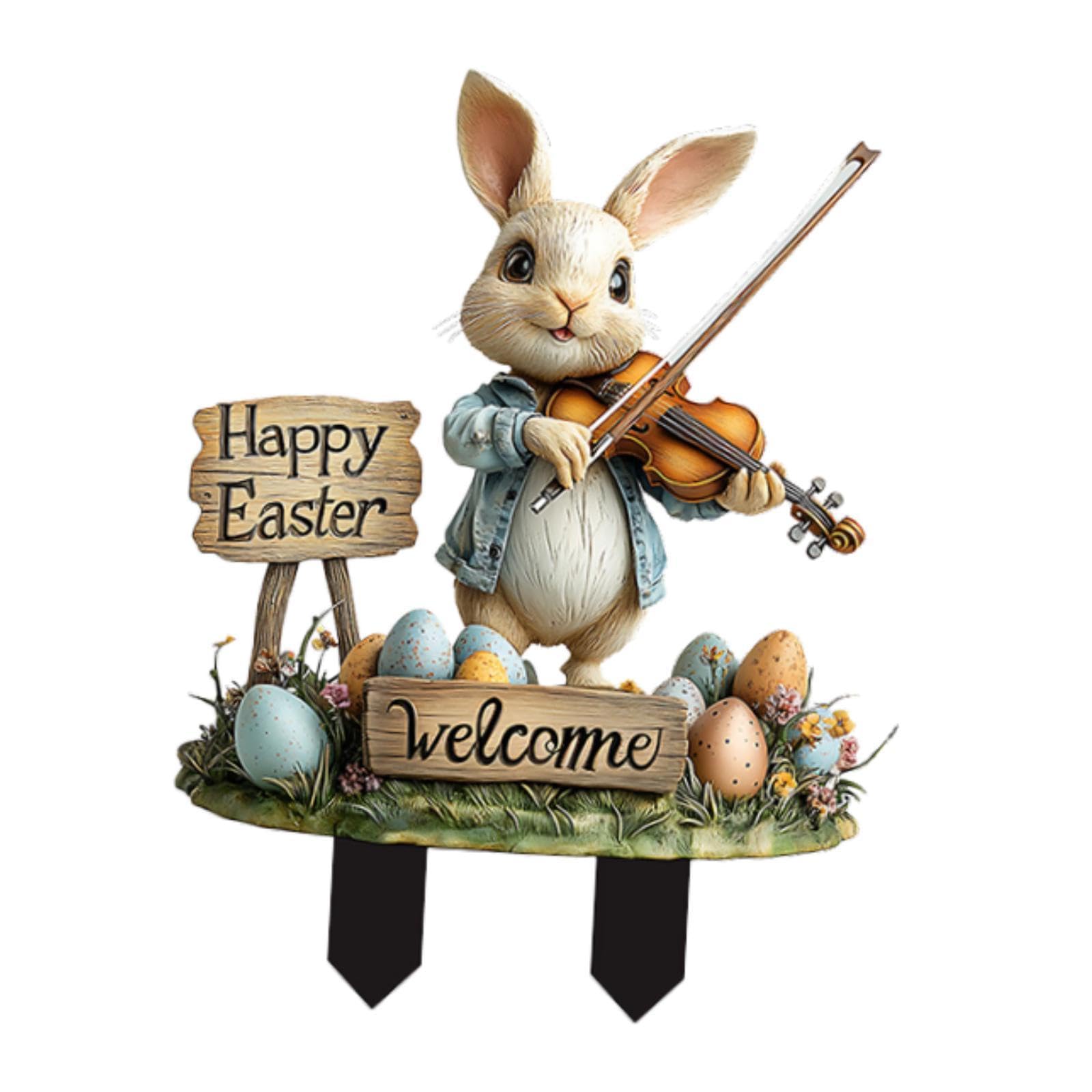 Easter Bunny Stake Bunny Decorative Garden Stake for Sidewalk Porch Backyard Style C |1 Easter Bunny Stake-image-25