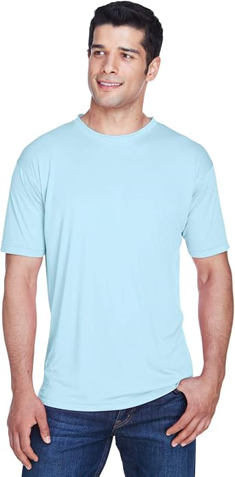 UltraClub Mens Cool & Dry Sport Performance Interlock T-Shirt XL ICE BLUE
