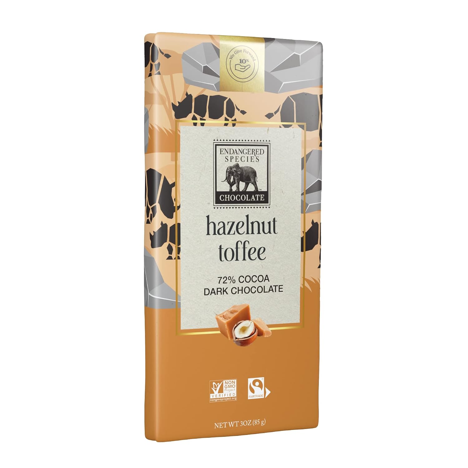 Endangered Species Choclate Bars (Dark Chocolate with Hazelnut Toffee (72%))