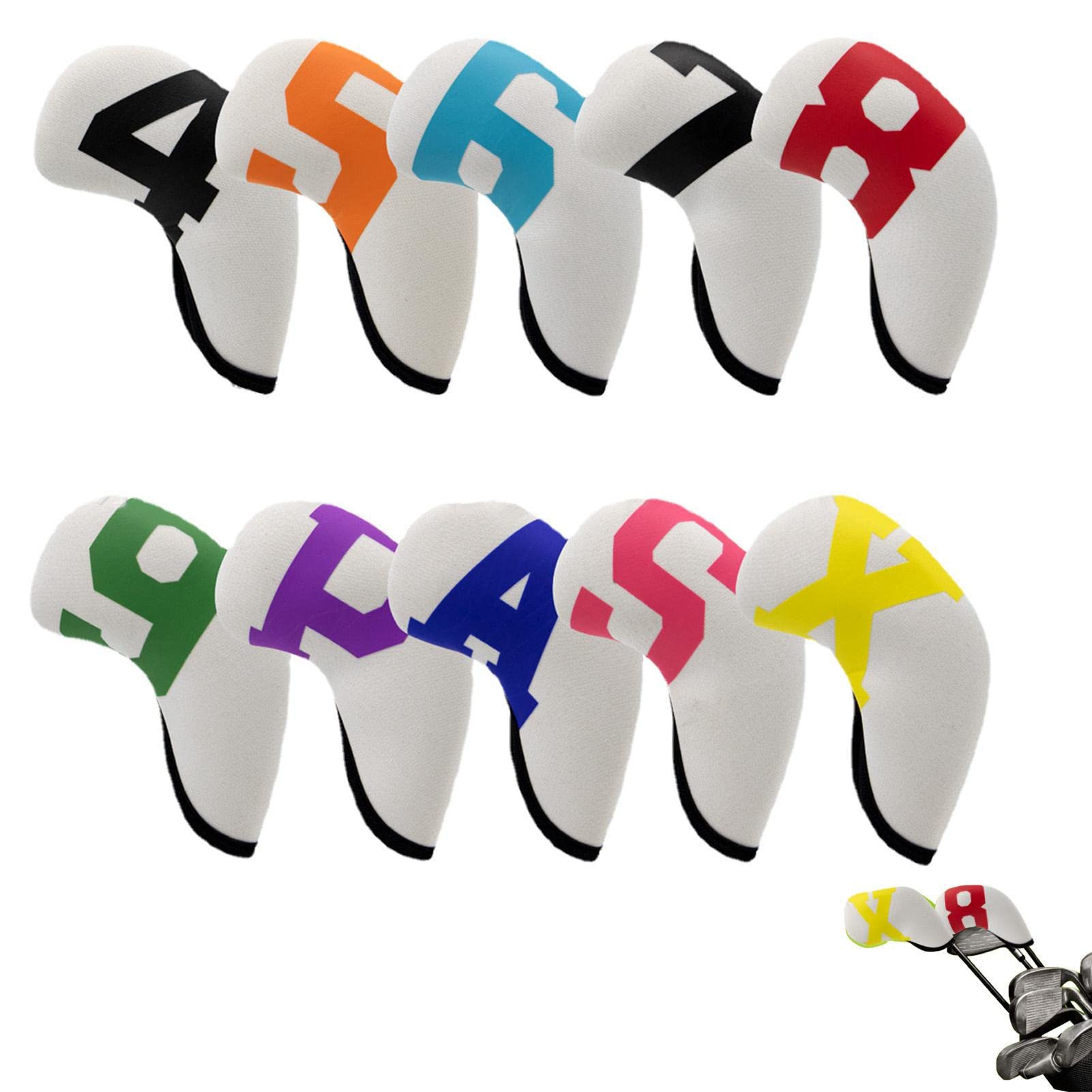 Set Copricapo per Mazze da Golf - 10 copricapi protettivi per Ferri da Stiro,Copritesta per Ferri da Stiro Fit Main Iron Club, da Golf per Gli Amanti del Golf