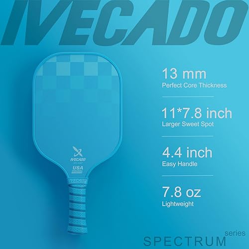Miniatura 2 de Ivecado Paleta de pickleball de fibra de carbono aprobada por USAPA - Raquetas de bola de pepinillo con núcleo de panal más gruesas, regalo con