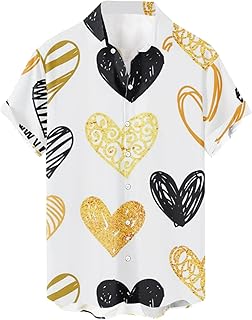 Camisa casual con estampado de San Valentín para hombre, cuello redondo, manga corta, camiseta de verano para hombre