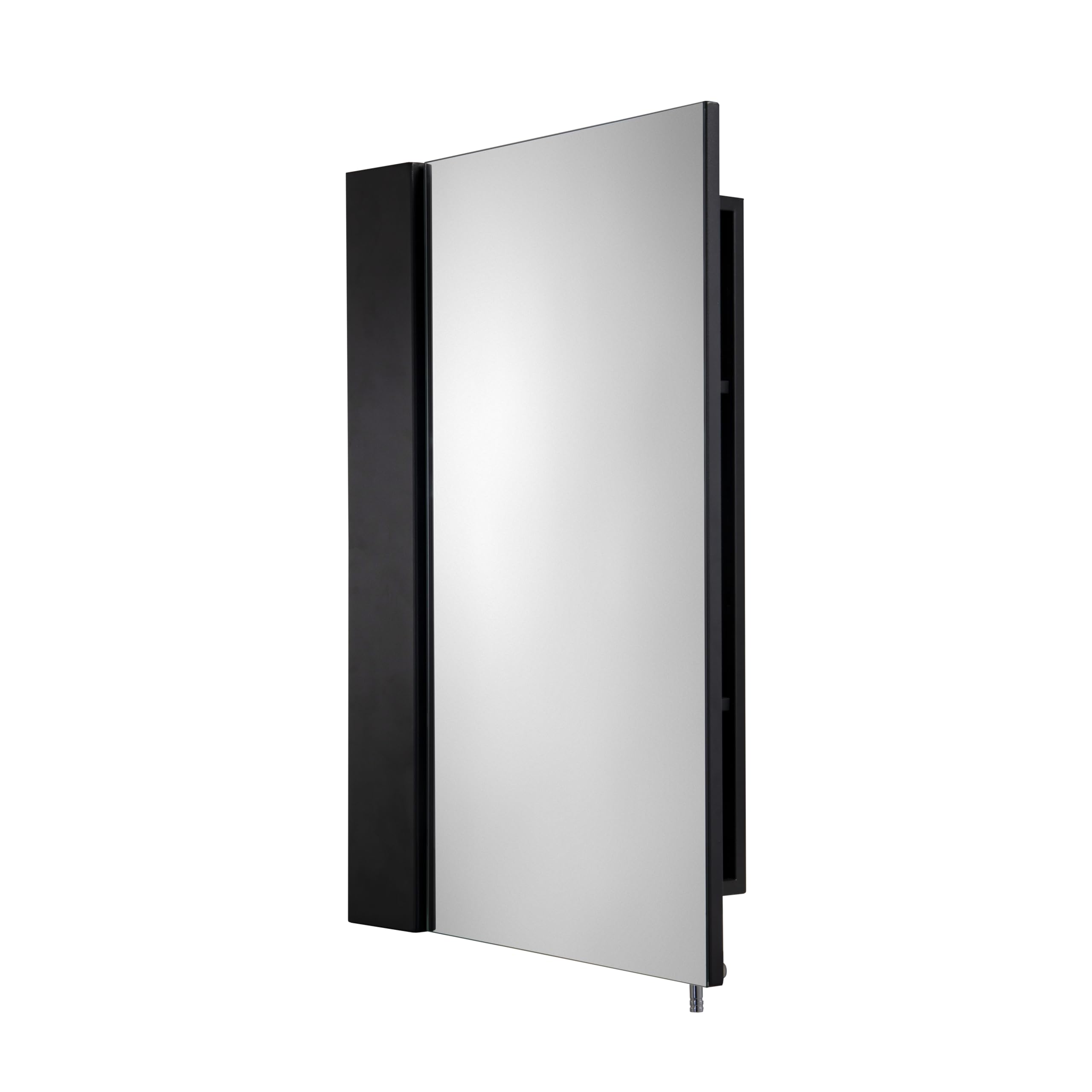 Croydex Dawley - Gabinete de una sola puerta, armarios de baño con espejo, elegante acabado negro mate, montaje en pared, dos estantes ajustables, fácil instalación de colgar y cerrar, 67 x 40 x 10 cm
