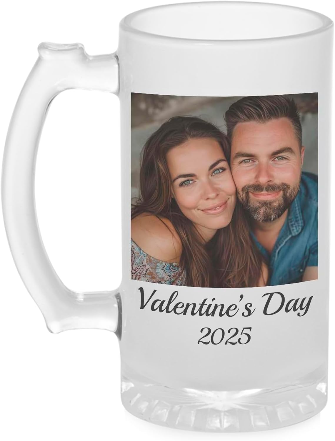 Personalized 16oz Frosted Glass Beer Mug with Picture Photo and Text DYE - Beer Gifts, Customized Gifts for Men, Custom Glass for Freezer, Novelty Birthday Mug for Beer Lover, Him Dad, Father's Day,