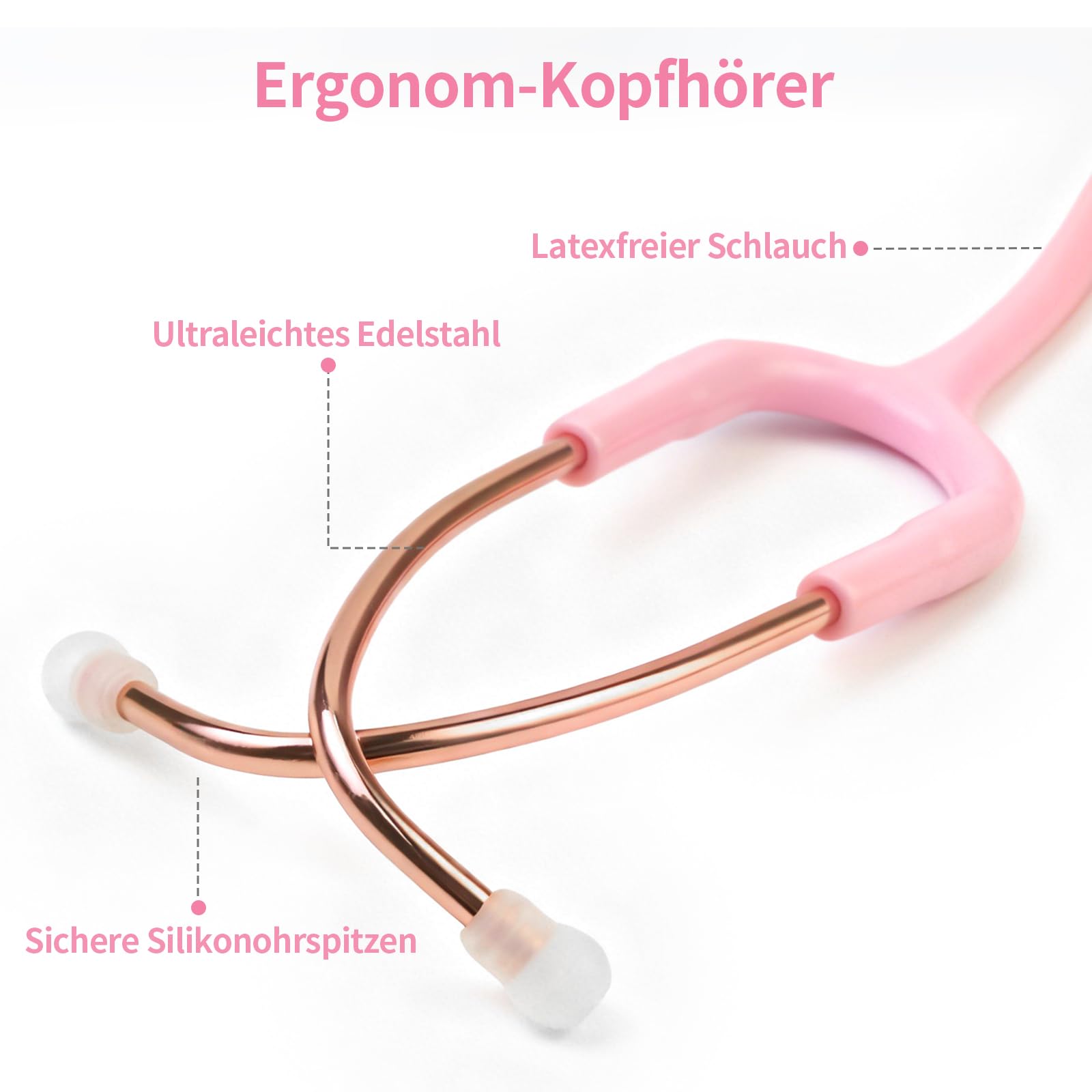 SCIAN Estetoscopio doble cabeza con olivas para estudiantes de medicina, acero inoxidable con accesorios, clásico ligero para médicos, enfermeras, niños y adultos (Rosa)