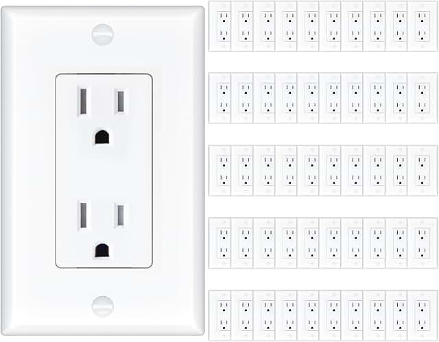 Amico 50 pack wall outlets with plate