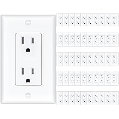 Amico 50 Pack Wall Outlet 15 Amp Outlets UL Listed Tamper Resistant Standard Electrical Outlet Decorator Receptacle with