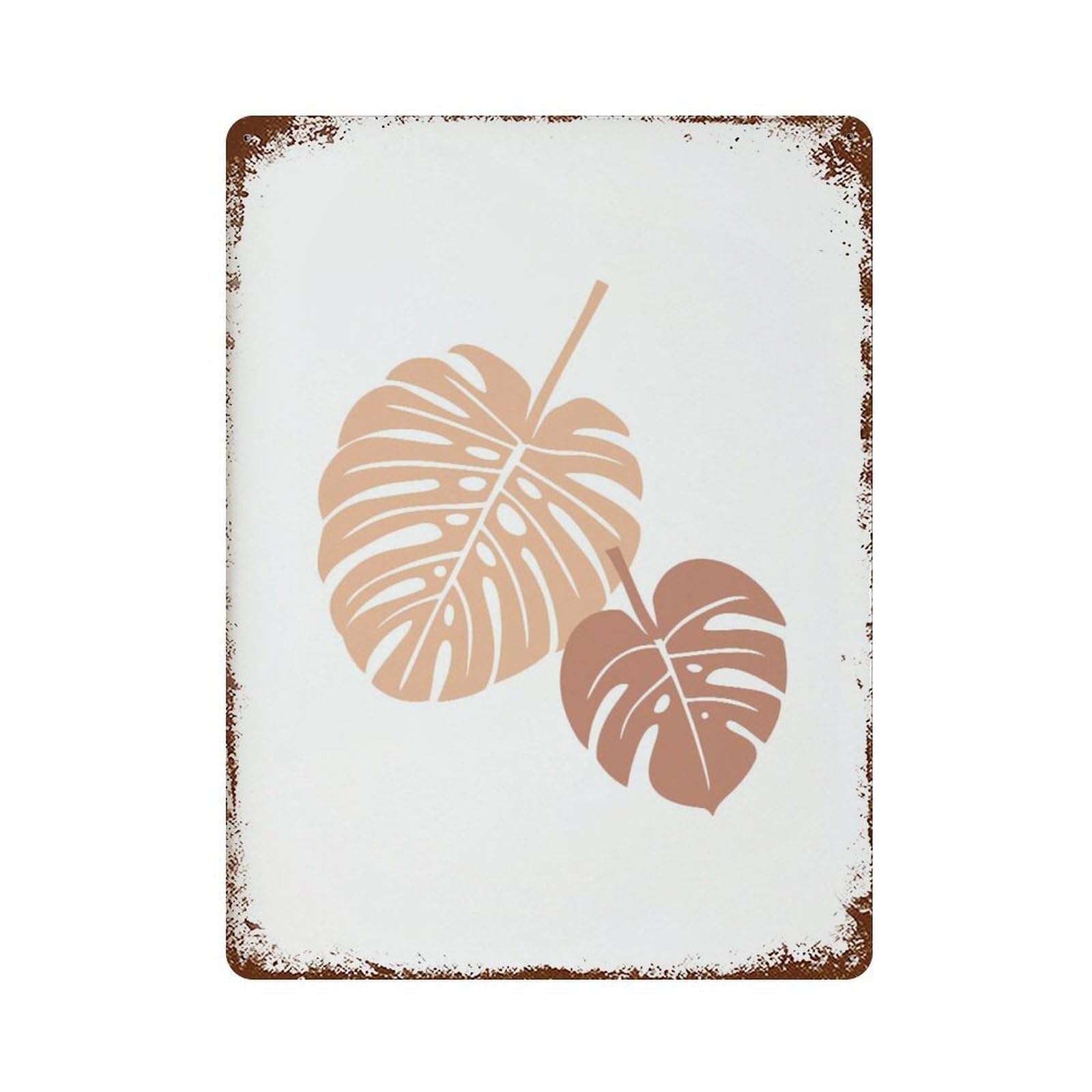 xiaoxiaoshen Monstera Leaf Abstract Floral Eh Tone Wall Decor Art Metal Tin Poster Modern Home Decor Art Home Bar Shop Decorations Vintage Sign 40x30cm