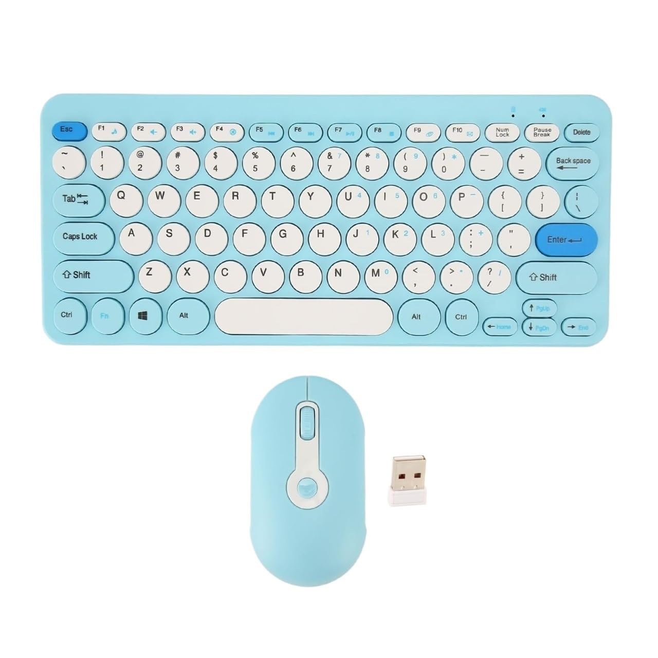 Klawiatura i Mysz do Gier, Klawiatura Komputerowa I Mysz Combo Retro Klawiatura Do Pisania Z Okrągłymi Klawiszami 2.4G Śliczna Mysz Wodoszczelna Klawiatura i Mysz