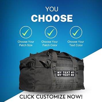 Custom 2 Text Line Tactical Patch w/Hook Backing, 4x2, Black