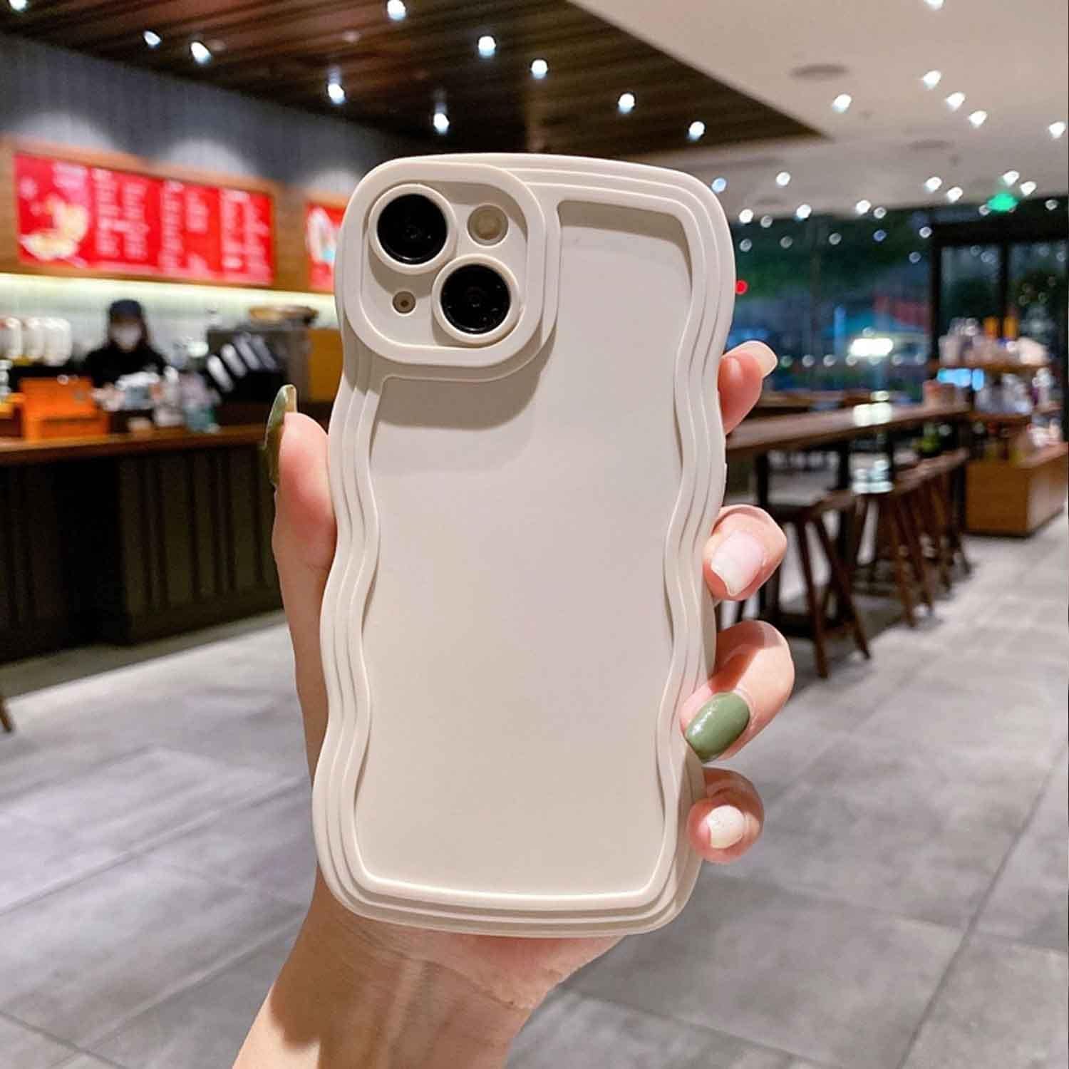 KC Back Cover for Apple iPhone 15 - Curly Wave Shape Shockproof Bumper Soft Silicone Cover with Camera Protection (White) (B0CR88C4H2) Amazon Price History, Amazon Price Tracker