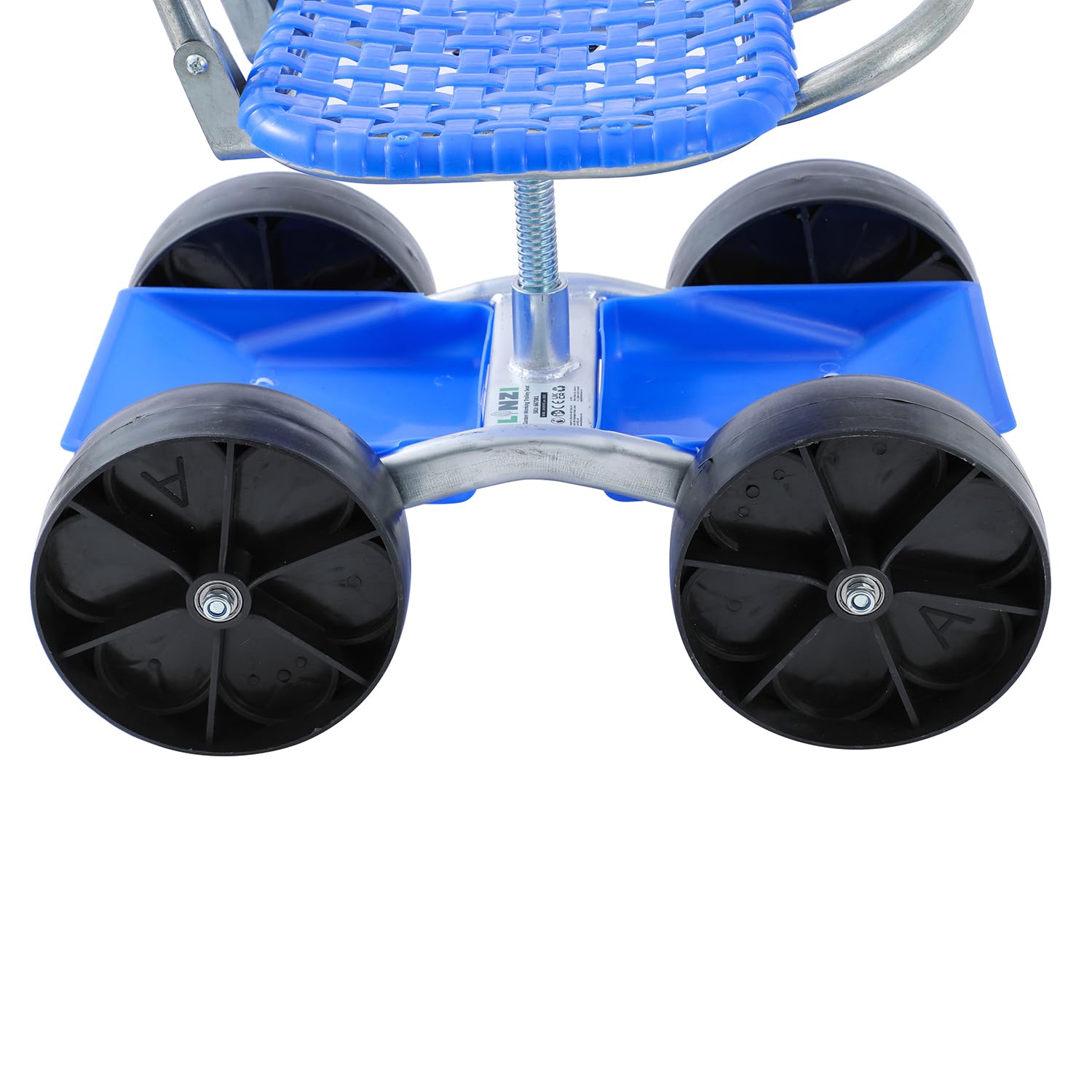 LINZI Carrito Banco Giratorio con Ruedas – Asiento de Trabajo Ajustable en Altura, Bandeja Porta-Herramientas – para tareas Exteriores, Detalle y reparación de Coches