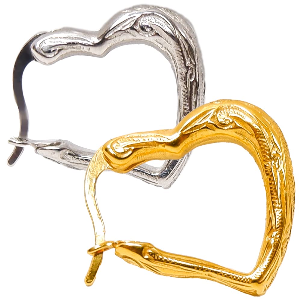 ハワイアンジュエリー ハート ピアス 片耳用 ゴールド ピンクゴールド レディース フープ スクロール