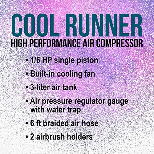 Master Airbrush Model TC-40T Air Brush Compressor Kit - Cool Runner Professional Single-Piston Airbrush Compressor with 3-Liter Air Tank, Regulator, Gauge, Water Trap Filter, 2 Holders & Air Hose - Image 4