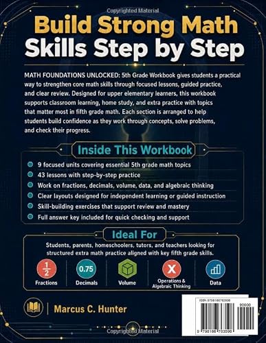 5th Grade Math Workbook: Math Foundations Unlocked – Complete Common Core Practice with Fractions, Decimals, Volume, Algebraic Thinking, Data ... Key (Mastering Middle School Math Series) - Image 2