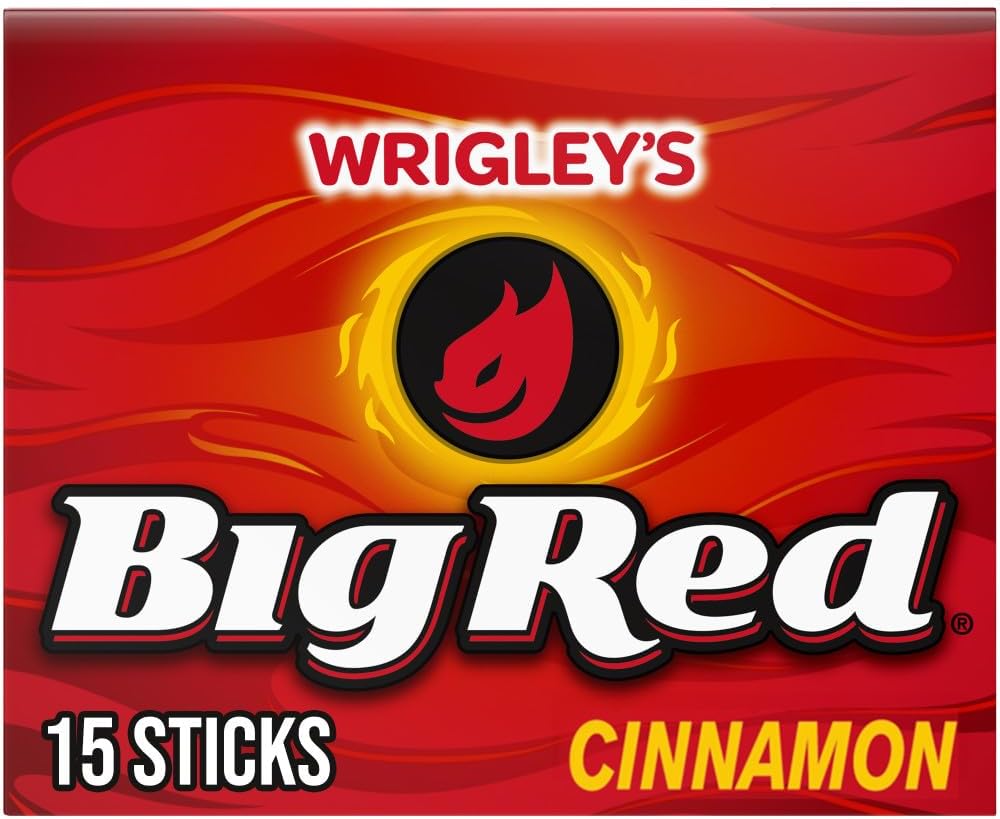 WRIGLEY'S BIG RED Cinnamon Chewing Gum, Single Pack, 15 Stick