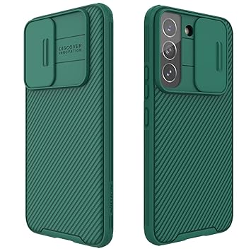 Galaxy S22 Plus Case with Camera Cover,S22 + Slim Fit Thin Polycarbonate Protective Shockproof Cover with Slide Camera Cover, Upgraded Case for Samsung Galaxy S22 + / Plus (Green)