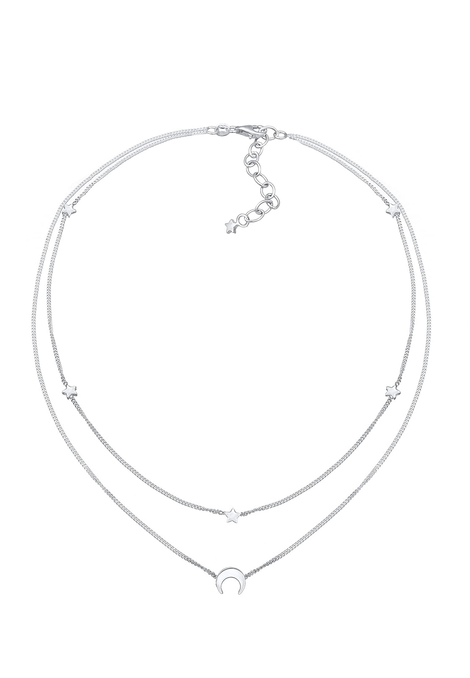 Elli Collana girocollo da donna a righe Astro mezzaluna stelle in argento sterling 925