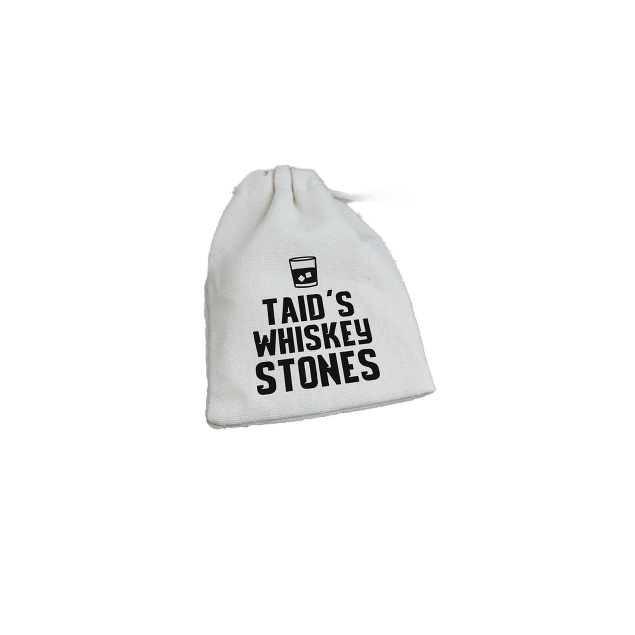 eBuyGB Taid's Whiskey Stones with Cotton Drawstring Bag & 4 Soapstone Reusable Ice Cubes Father's Day, Birthday Gift for Him, Dad