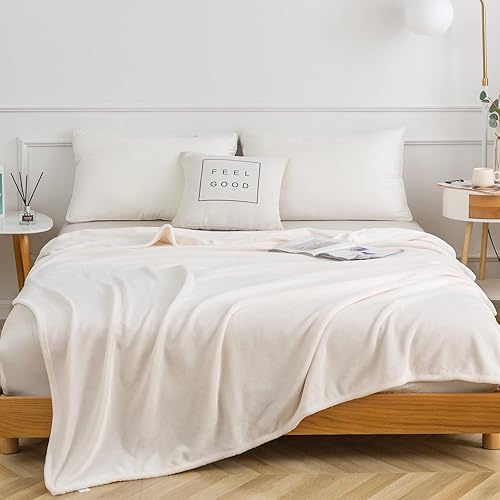 Manta de tamaño King para cama, manta de verano de vellón crema, manta de franela King para sofá, cálida para invierno, para todas las estaciones,