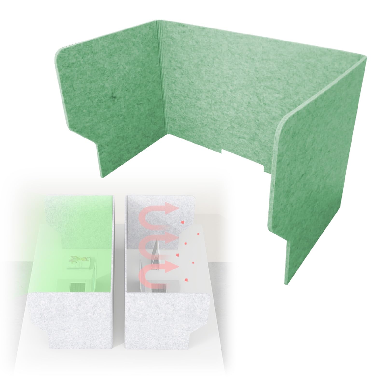 GJZQDKX Acoustic Desk Divider Partition Sneeze Guard for Offices Schools Libraries Cafés & Exam Rooms (Green 100cm) - Enhance Workspace Privacy & Safety