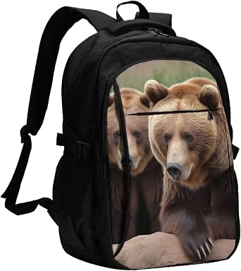 Camo Green Camouflage Printed 13-16 Inch Laptop Backpack With Usb Charging Port And Headphone Port - Business Rucksack Backpack Bag For Work Travel School Hiking