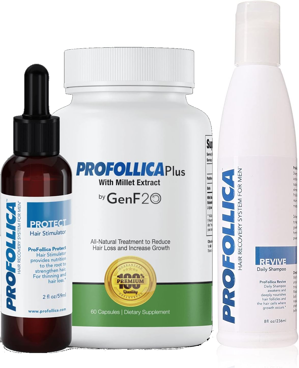 Profollica w/Shampoo - Hair Regrowth System - Stop Hair Loss Kit - 3 Package