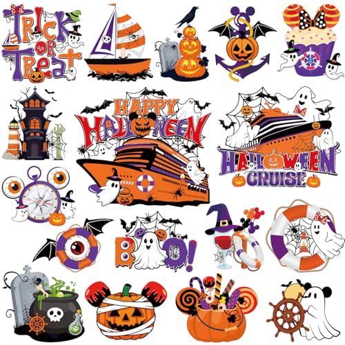 RiVolTa Halloween Cruise Door Magnetic - 16 Pcs Mouse Pumpkin Ship Cabin Decorations Magnets Stickers Funny Ghost Boo Anchor Stateroom Decals Accessories for Carnival Holiday Party Sign Garage Decor