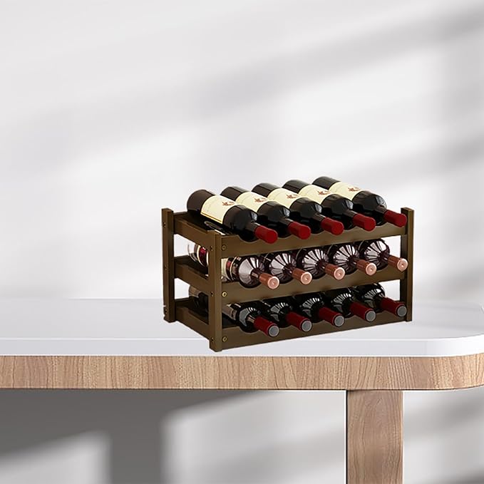 Estante para Vino de Bambú, Soporte para 9/12/15 Botellas miniatura 4