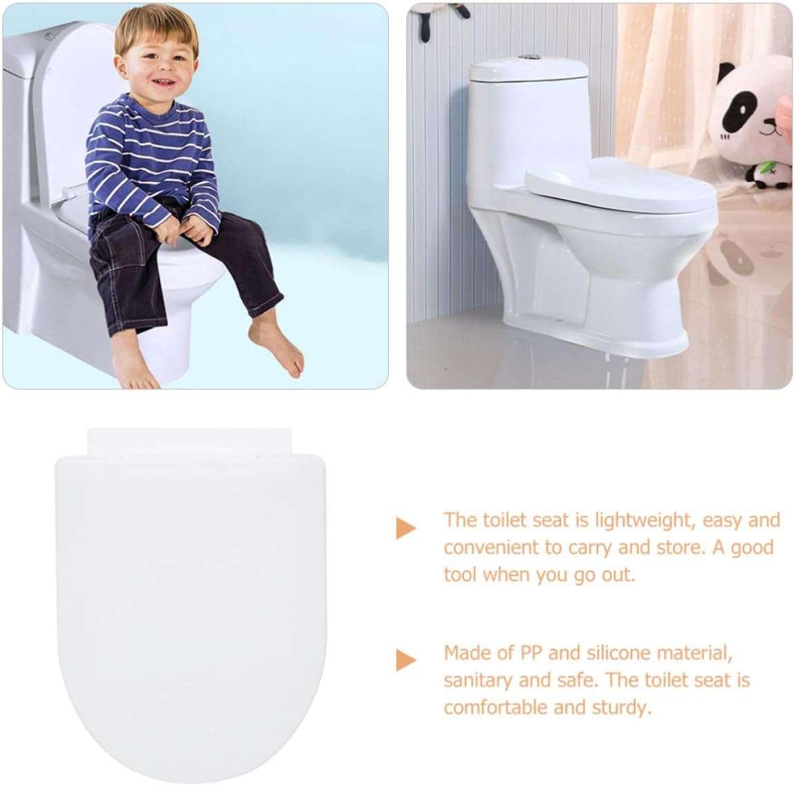 S Toilet Training Seat with Thickened Slow-closing U-shaped Potty Ring Non-slip White Toilet Seat Cover for Boys for Home and Travel