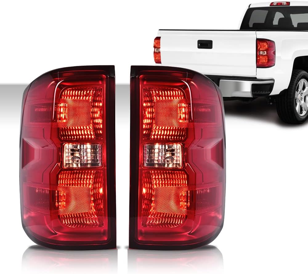 G-PLUS Tail Lights Assembly Brake Lights w/Wiring Harness Taillights,Compatible with Chevy Silverado 1500 2500 HD/GMC Sierra 3500 HD 2016-2019, Red Lens 23295939 23295938 Luces traseras