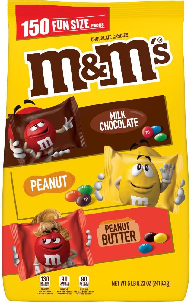M&M'S Original, Peanut, Peanut Butter Variety Pack Fun Size Chocolate Candy Bulk Pack, 85.23 oz, 150 Pieces ( Packaging may vary )