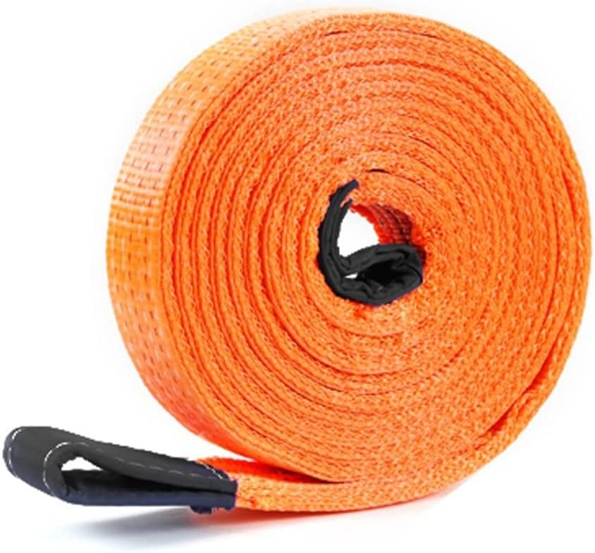 Recovery Tow Strap Heavy Duty Break Strength Tow Rope with 2pcs D Ring Shackles Compatible with Vehicle Recovery, Hauling, Stump Removal & More(6T-4m)