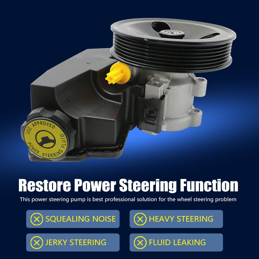 FIT Jeep Cherokee 1996-2001, Wrangler 1997-2003, TJ 1997-2003 4.0L, Power Steering Pump with Pulley, Hydraulic Steering Pump, Replaces 52087871 86-00274