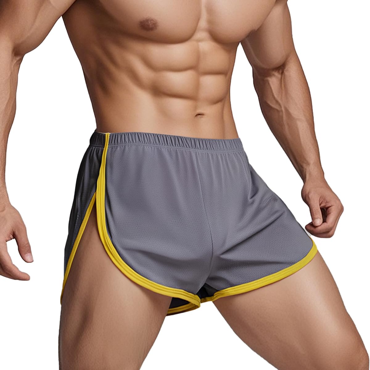 YINYOUYU Mens Running Shorts Gym Athletic Workout Bodybuilding Short Shorts