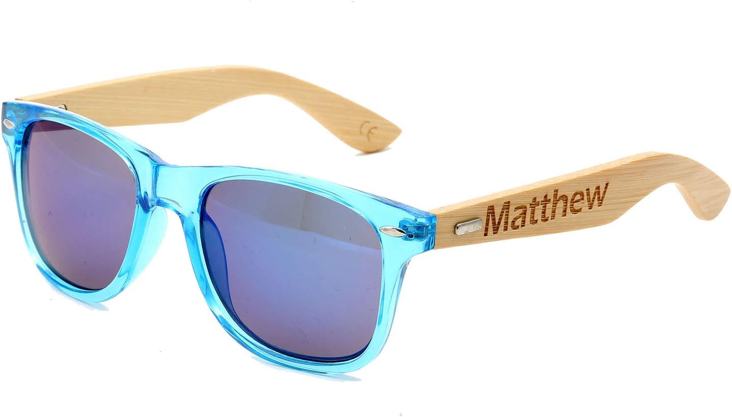 JoeliuPersonalised Wooden Sunglasses, Custom Mens and Womens Wood UV400 Sunglasses (Sunglasses without wood box)