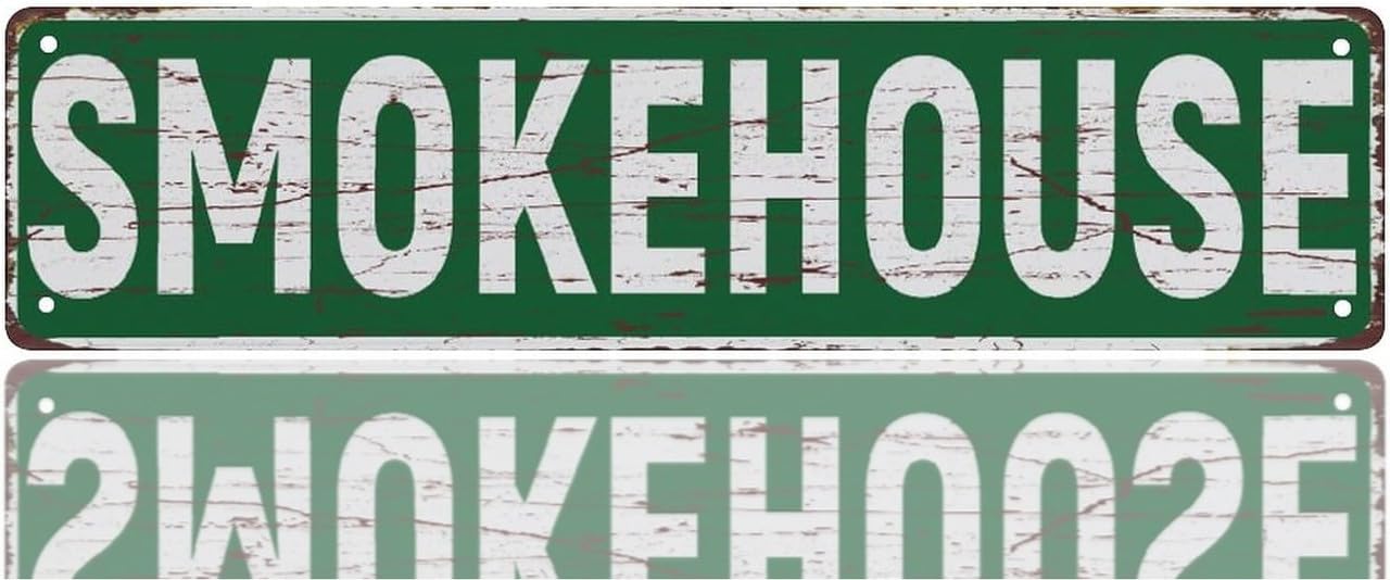 Smokehouse Metal Sign Street Signs Decor Man Cave Bar Wall Art Decorative Plaque 4x16 Inch