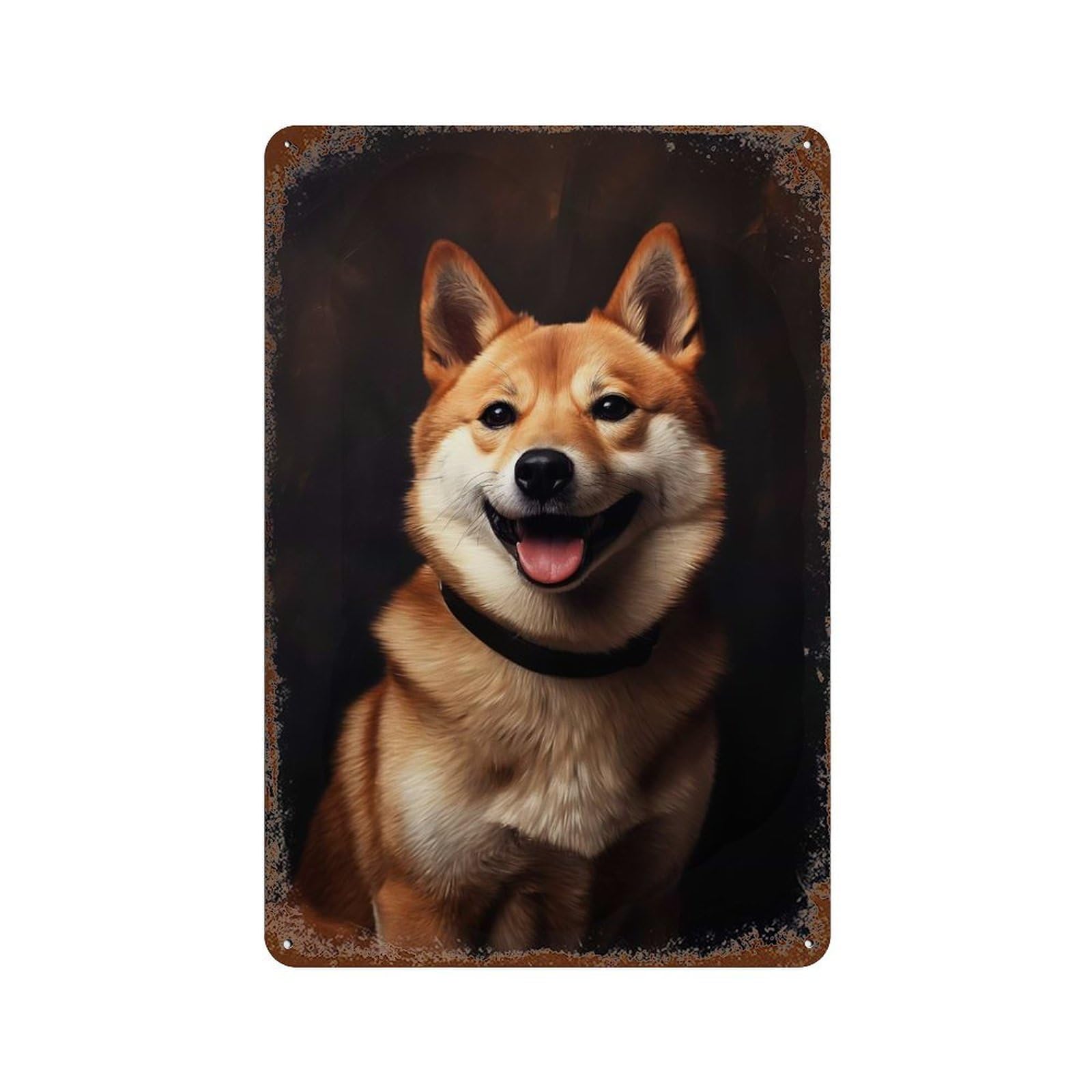 Shiba Inu Dog Vintage Rust Metal Sign 11.8"x7.9", Shabby Chic Decor for Living Room, Hallway And Home Decor