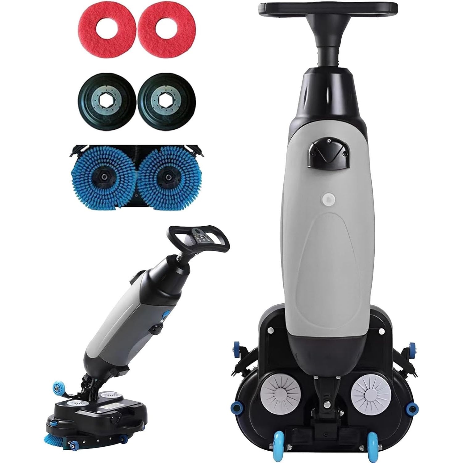 Lavapavimenti Professionale Macchina a Doppia Spazzola per Pavimenti, Lava E Asciuga In Una Sola Passata, 360 rpm, con Serbatoio Dell'acqua Pulita 4,5 L E Serbatoio Delle Acque Reflue 7,5 L(A)