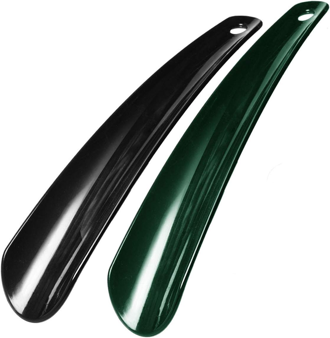 Lot de 2 chausse-pieds de voyage en plastique pour homme et femme 20 cm, Noir et vert.