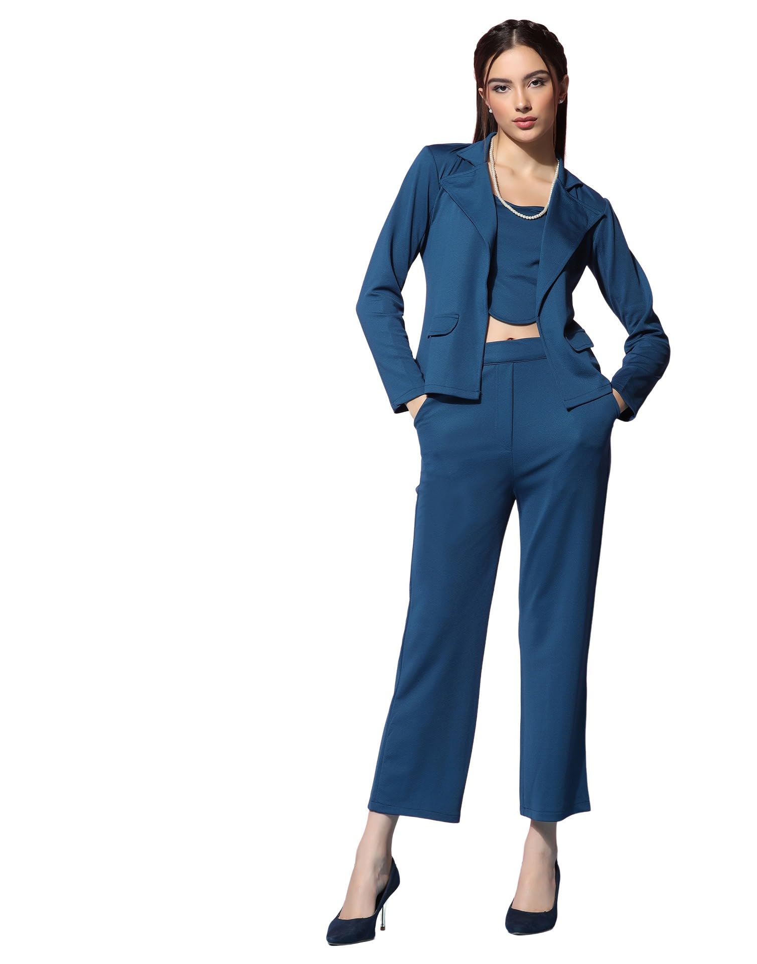 Co-ord Set Lycra Coat with Trouser Pant Set with 3-Piece Co-ords Set-image-24