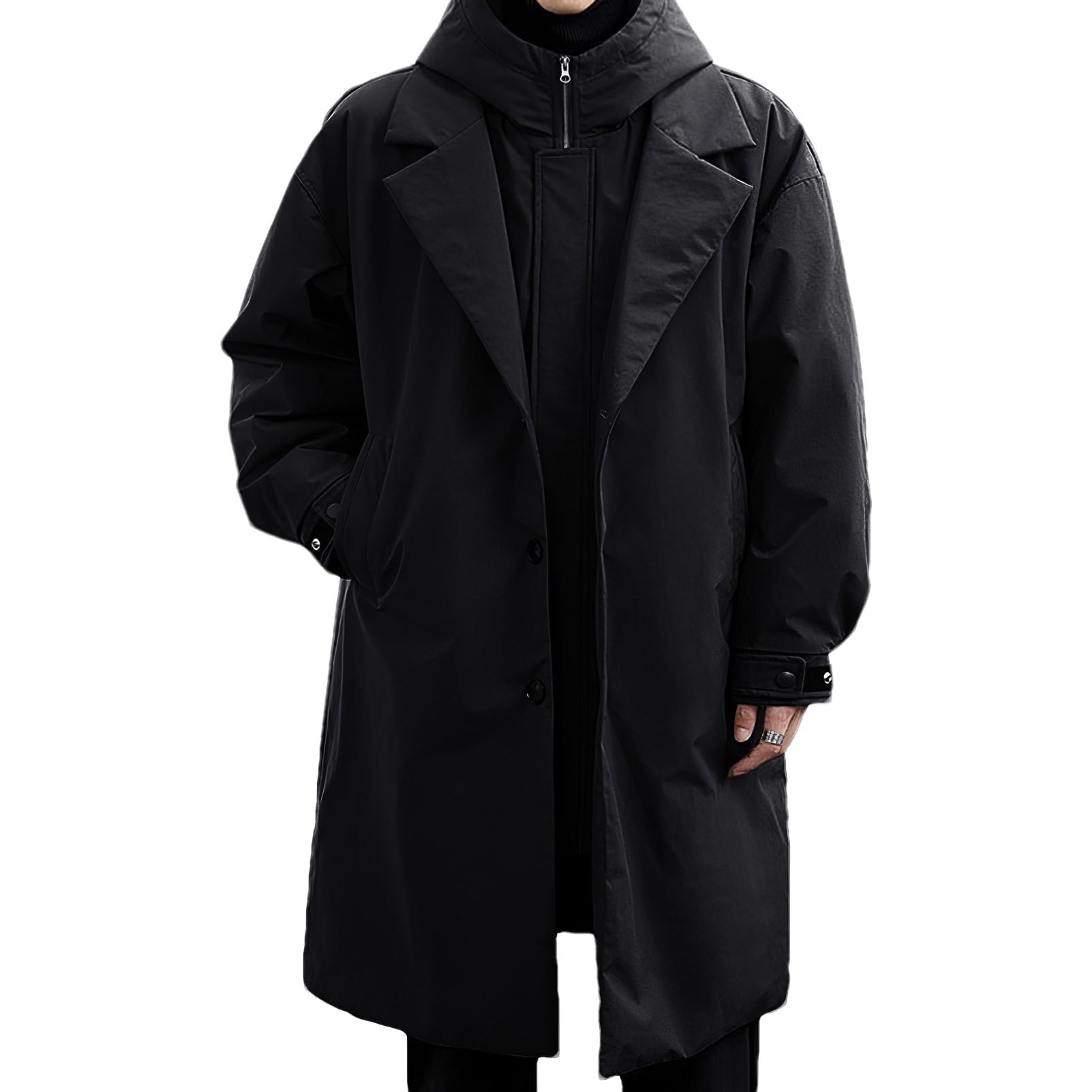 ANUFER Hombre Termal Acolchado de Algodón Chaqueta Parka Longitud Media Encapuchado Invierno Trench Abrigo