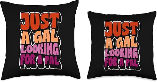 Miniatura 3 de Romantic Matching Lesbian Couple Gay Pride Merch Just A Gal Looking for A Pal Lesbian Pride Humor Chiste, almohada de 18 x 18 pulgadas, multicolor