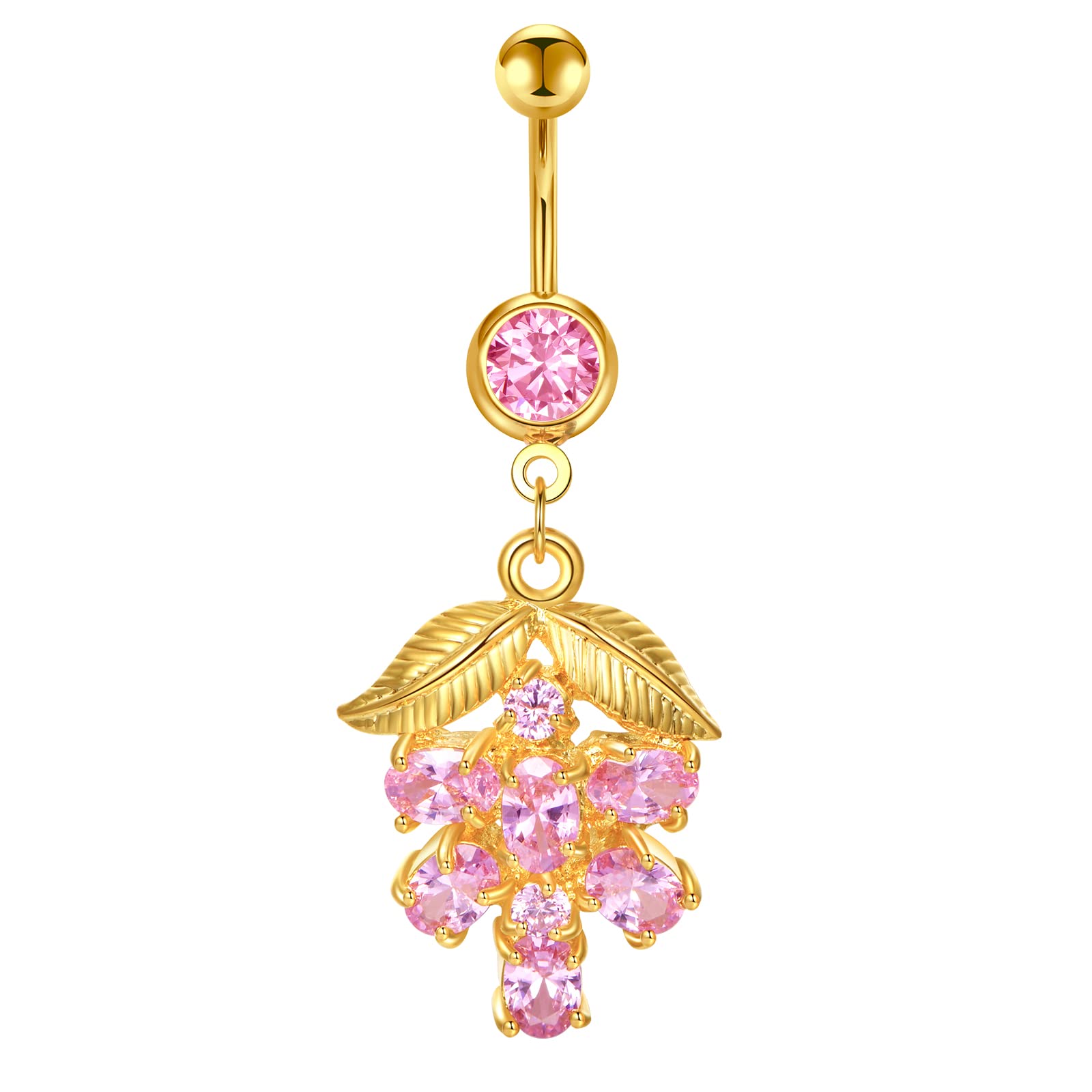 Longita Belly Button Ring Dangle Belly Button Rings Dangling Belly Button Rings Clicker Belly Button Ring Surgical Steel Rose Gold Belly Rings Belly Piercing Jewelry Navel Rings for Women