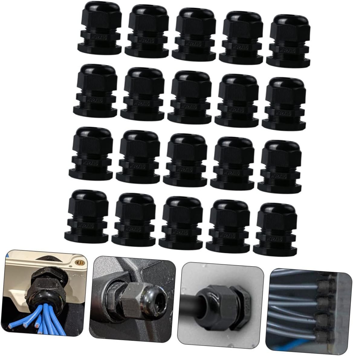 20 Pack Waterproof Nylon Cable Gland Connector for Wires Ip68