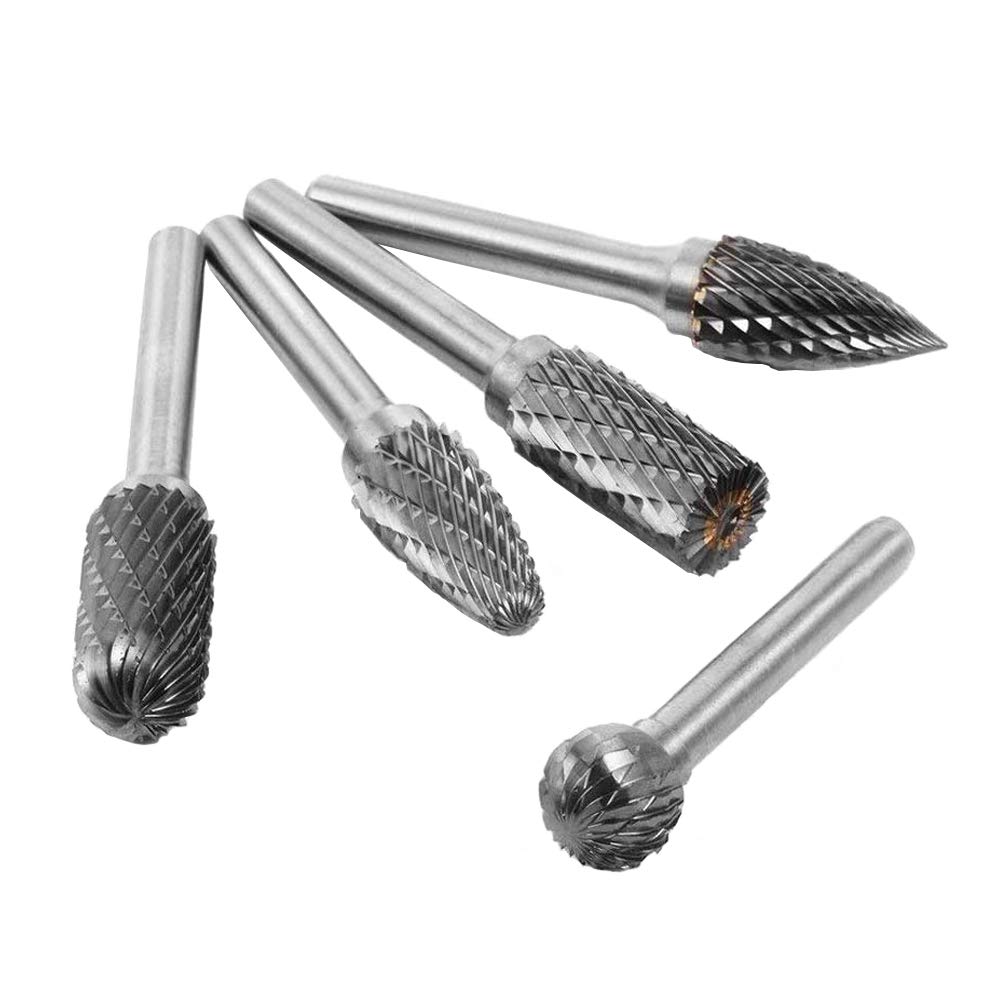 Gasea 5pcs Fresas Diamante, 1/4 pulgada de Fresa Metal Lápices Set Taladro bit para Herramientas Rotativas Molienda Pulido Grabado de Bricolaje