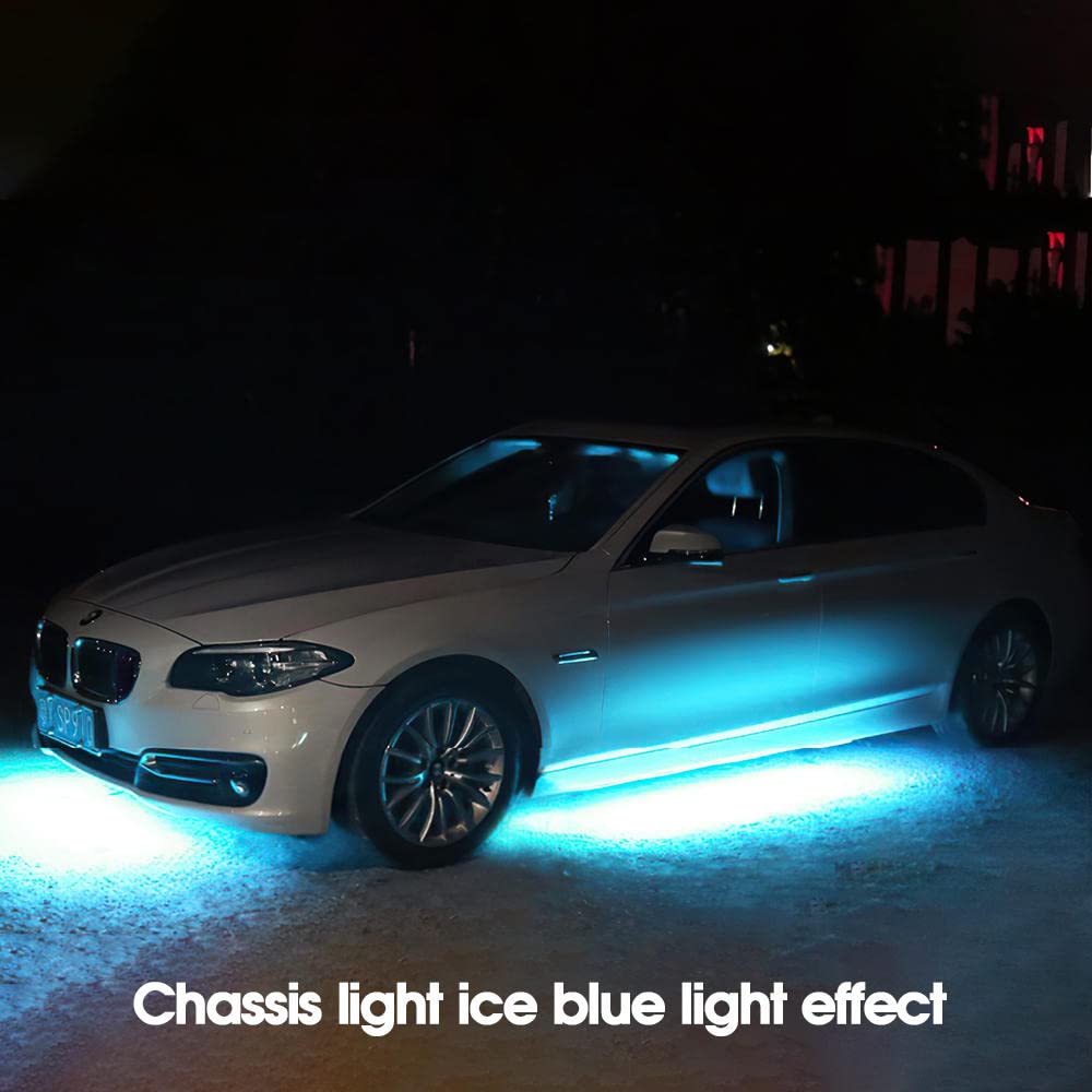 4PCS APP Control Car Flexible 12V LED Strip Ambiente decorativo LED RGB Under Car Glow Underbody Lights System Kit de luces de neón-60x2 y 180x2 cm